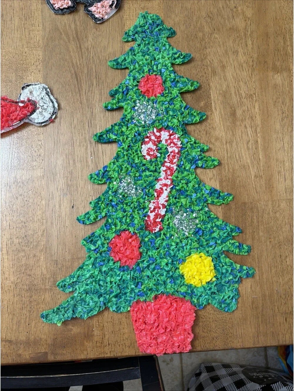 VTG Christmas Melted Plastic Popcorn Santa Angel Tree Frosty Snowman Decor 1970s